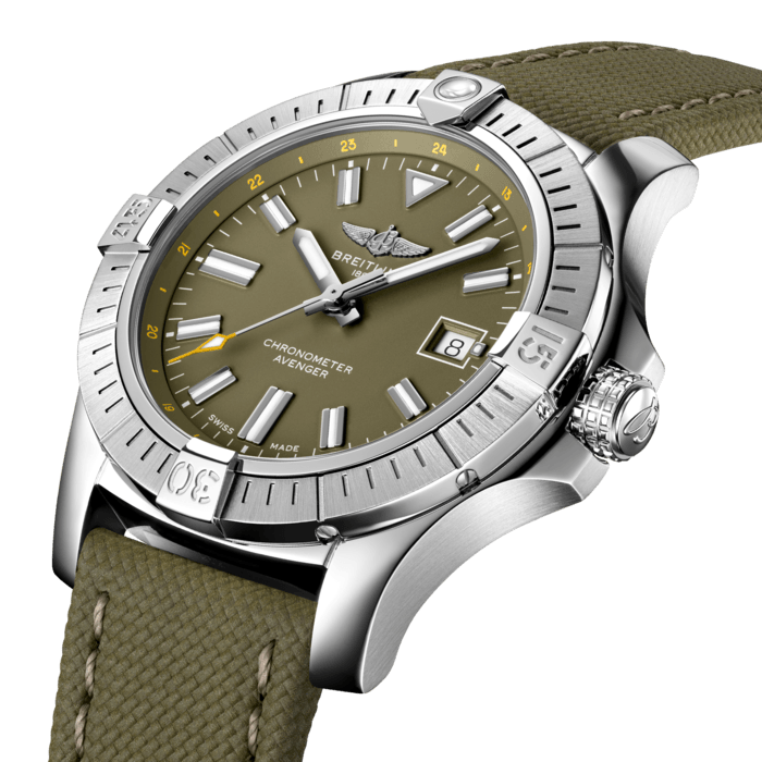 Shop Breitling Avenger Automatic GMT 43 Green Dial Green Nylon Strap Watch for Men - A17318101L1X1 in USA