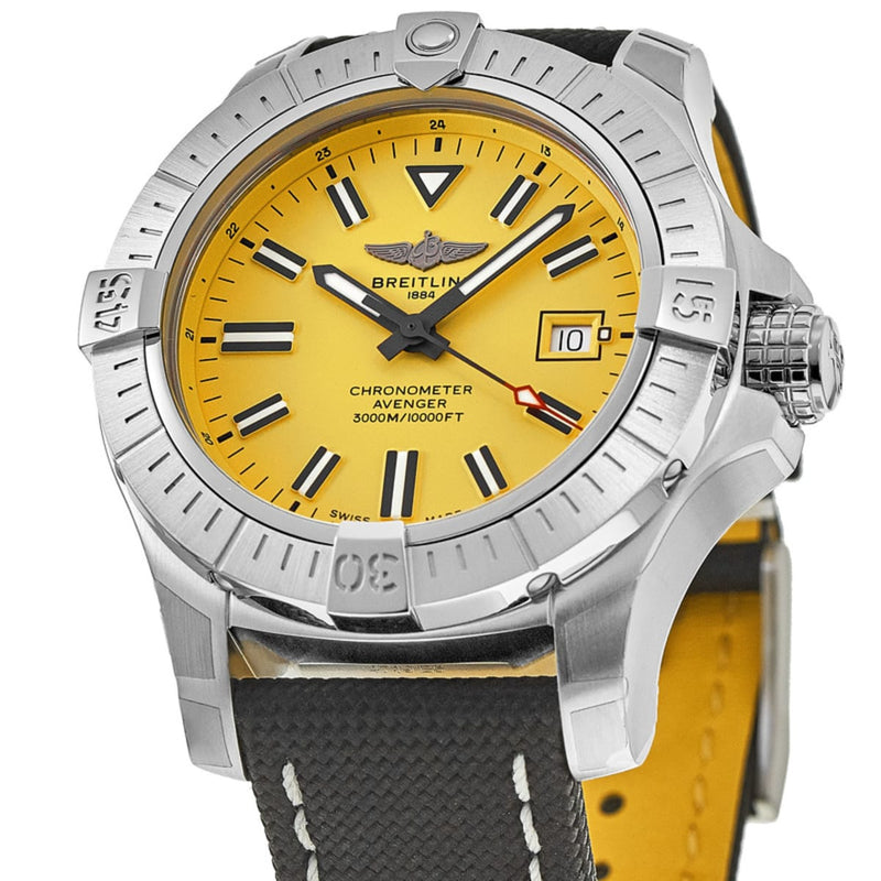 Shop Breitling Avenger Automatic 45 Seawolf Yellow Dial Black Nylon Strap Watch for Men - A17319101I1X1 in USA