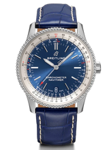 Breitling Navitimer Automatic 38mm Blue Dial Blue Leather Strap Mens Watch - A17325211C1P1