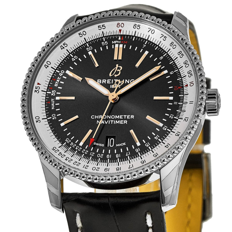 Shop Breitling Navitimer 1 Automatic 41mm Black Dial Black Leather Strap Mens Watch - A17326211B1P1 in USA