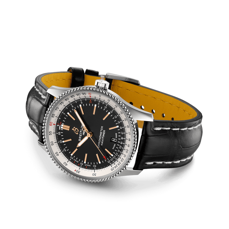Shop Breitling Navitimer 1 Automatic 41mm Black Dial Black Leather Strap Mens Watch - A17326211B1P1 in USA