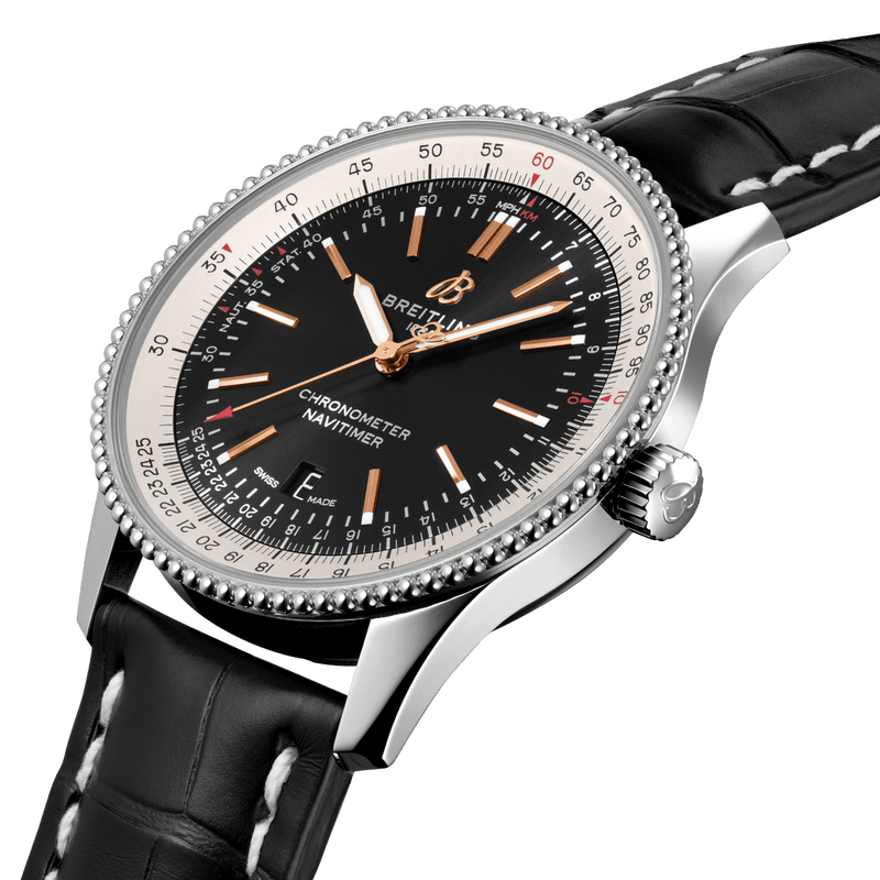 Shop Breitling Navitimer 1 Automatic 41mm Black Dial Black Leather Strap Mens Watch - A17326211B1P2 in USA