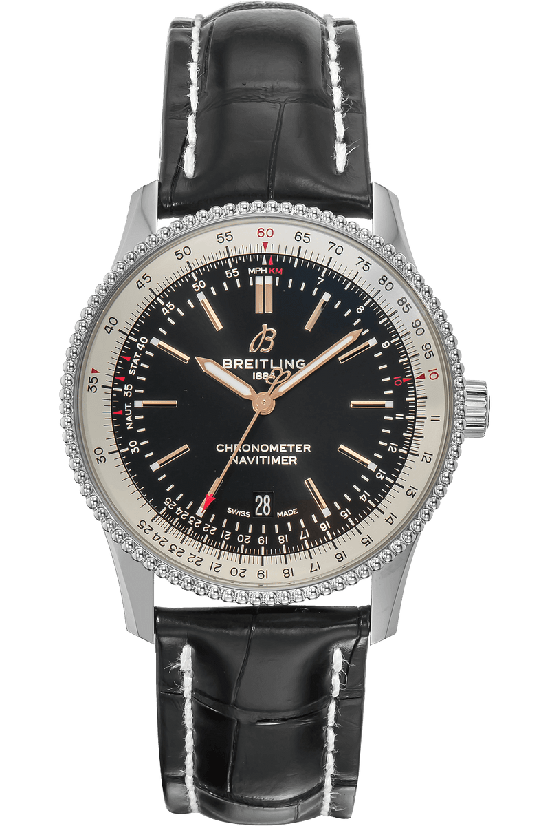 Shop Breitling Navitimer 1 Automatic 41mm Black Dial Black Leather Strap Mens Watch - A17326211B1P2 in USA