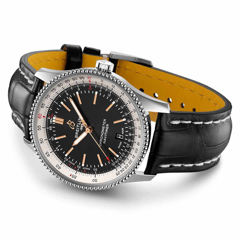 Shop Breitling Navitimer 1 Automatic 41mm Black Dial Black Leather Strap Mens Watch - A17326211B1P1 in USA