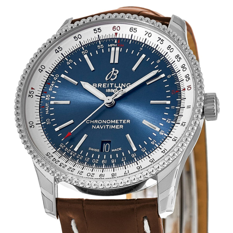 Shop Breitling Navitimer 1 Automatic 41mm Blue Dial Brown Leather Strap Mens Watch - A17326211C1P1 in USA
