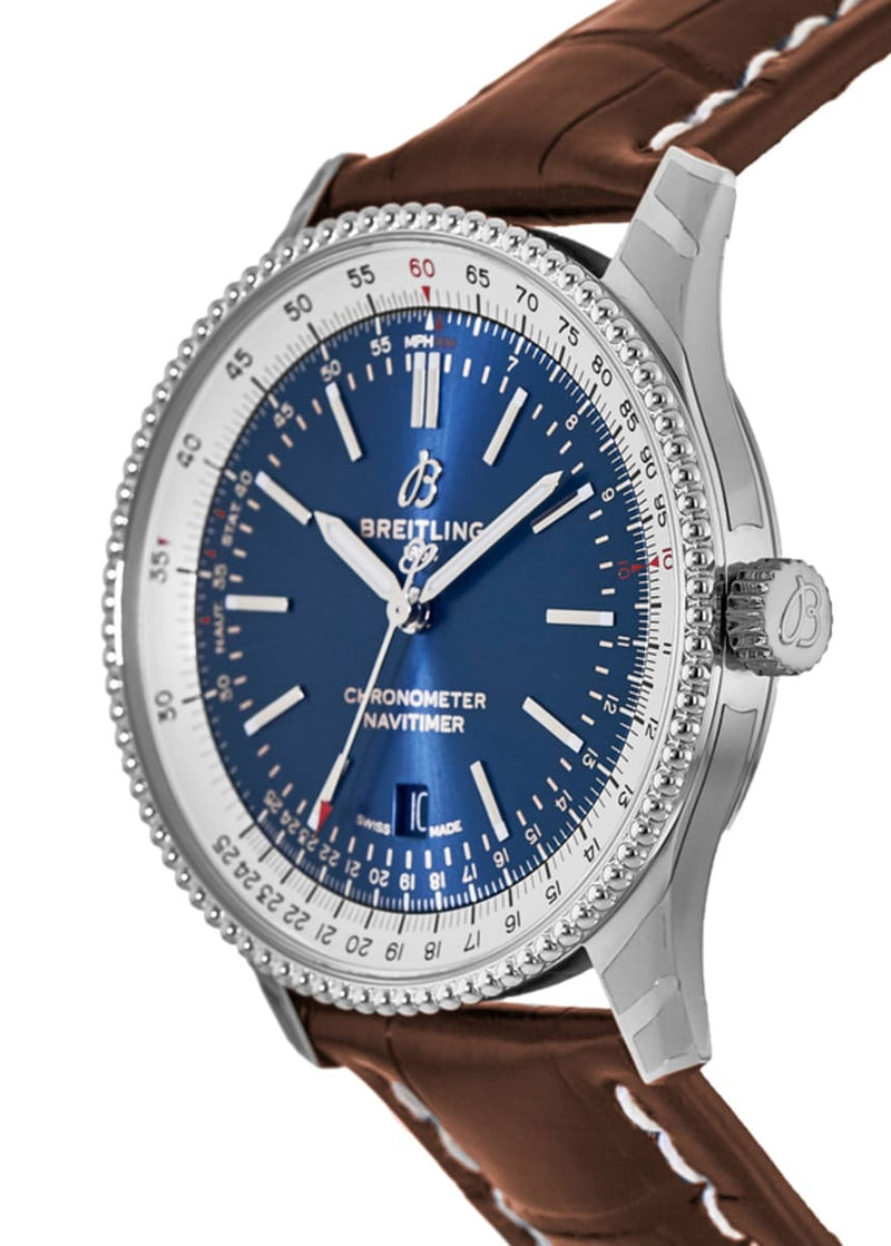 Shop Breitling Navitimer 1 Automatic 41mm Blue Dial Brown Leather Strap Mens Watch - A17326211C1P1 in USA