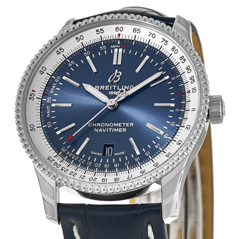 Shop Breitling Navitimer 1 Automatic 41mm Blue Dial Blue Leather Strap Mens Watch - A17326211C1P4 in USA