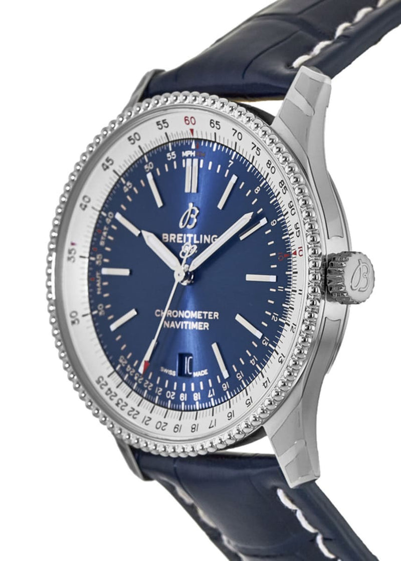 Shop Breitling Navitimer 1 Automatic 41mm Blue Dial Blue Leather Strap Mens Watch - A17326211C1P4 in USA
