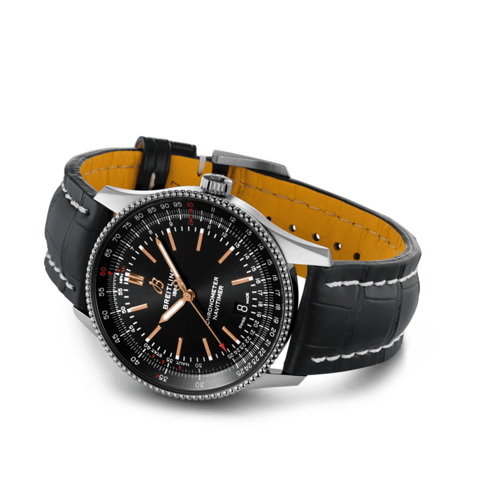 Shop Breitling Automatic 41mm Black Dial Black Leather Strap Watch for Men - A17326241B1P1 in USA