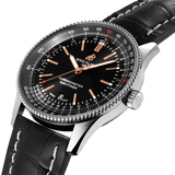 Shop Breitling Automatic 41mm Black Dial Black Leather Strap Watch for Men - A17326241B1P1 in USA