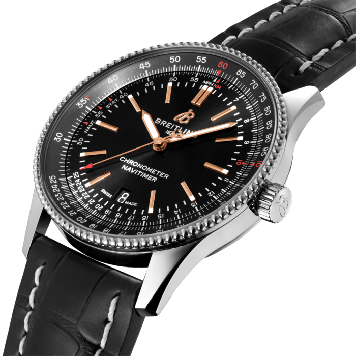 Shop Breitling Automatic 41mm Black Dial Black Leather Strap Watch for Men - A17326241B1P1 in USA