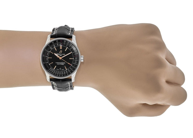 Shop Breitling Automatic 41mm Black Dial Black Leather Strap Watch for Men - A17326241B1P1 in USA