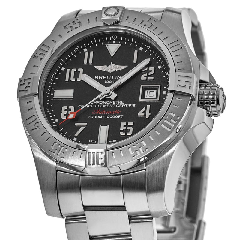 Breitling Avenger II Seawolf 45mm Grey Dial Silver Steel Strap Mens Watch - A1733110/F563