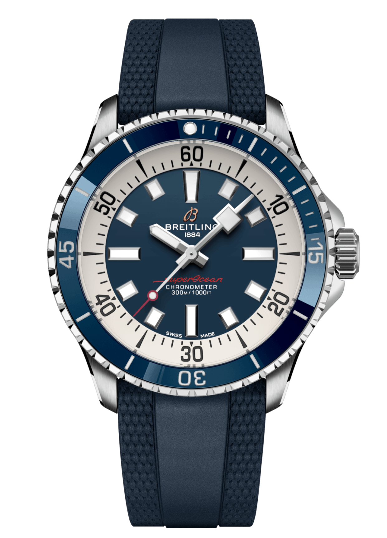 Breitling Superocean Automatic 42mm Blue Dial Blue Rubber Strap Watch for Men - A17375E71C1S1