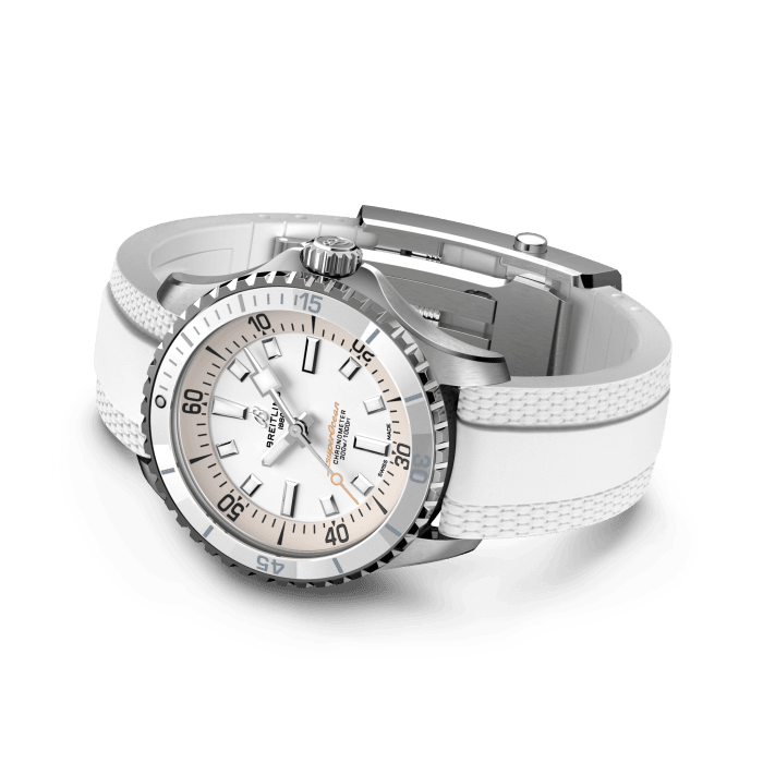 Breitling Superocean Automatic 36 White Dial White Rubber Strap Watch for Men - A17377211A1S1