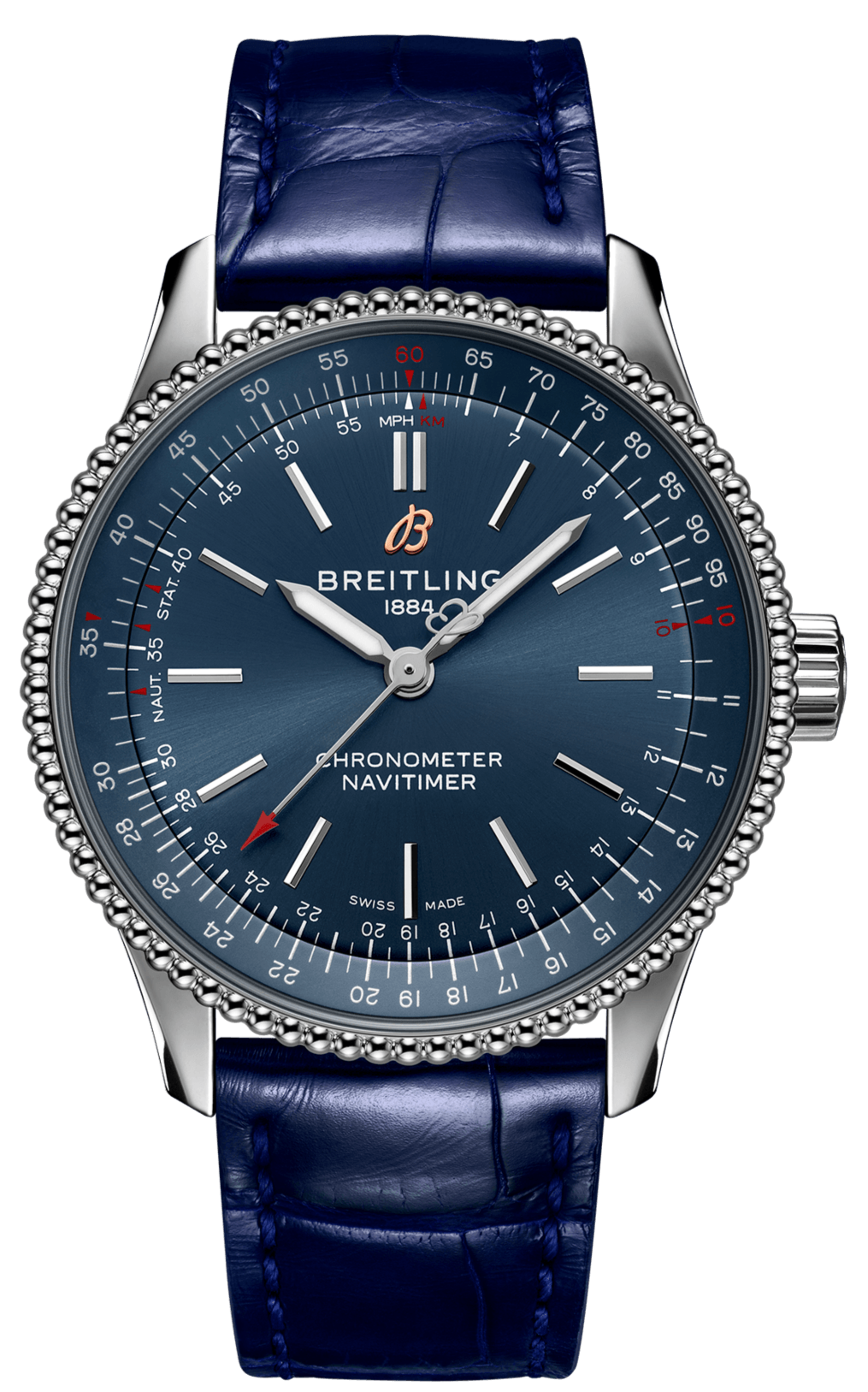 Breitling Navitimer Automatic 35 Blue Dial Blue Leather Strap Watch for Men - A17395161C1P1