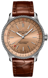 Breitling Navitimer Automatic 35 Brown Dial Brown Leather Strap Watch for Men - A17395201K1P1