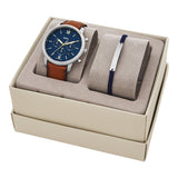 Fossil Neutra Chronograph Blue Dial Brown Leather Strap Watch for Men - FS5453 Buy Now By Fossil