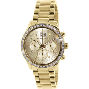 Michael Kors Brinkley Diamonds Gold Dial Gold Steel Strap Watch for Women - MK6187