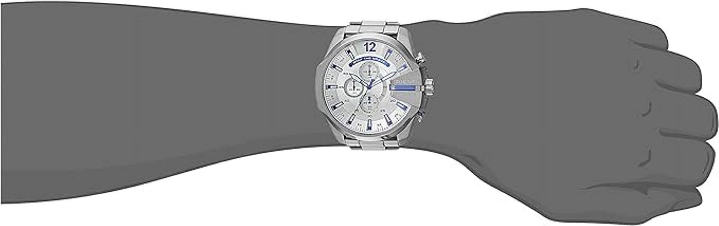 Diesel Mega Chief Chronograph White Dial Silver Steel Strap Watch For Men - DZ4477