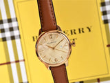 Shop Burberry The Classic Champagne Gold Dial Brown Leather Strap Watch for Women - BU10101 in USA