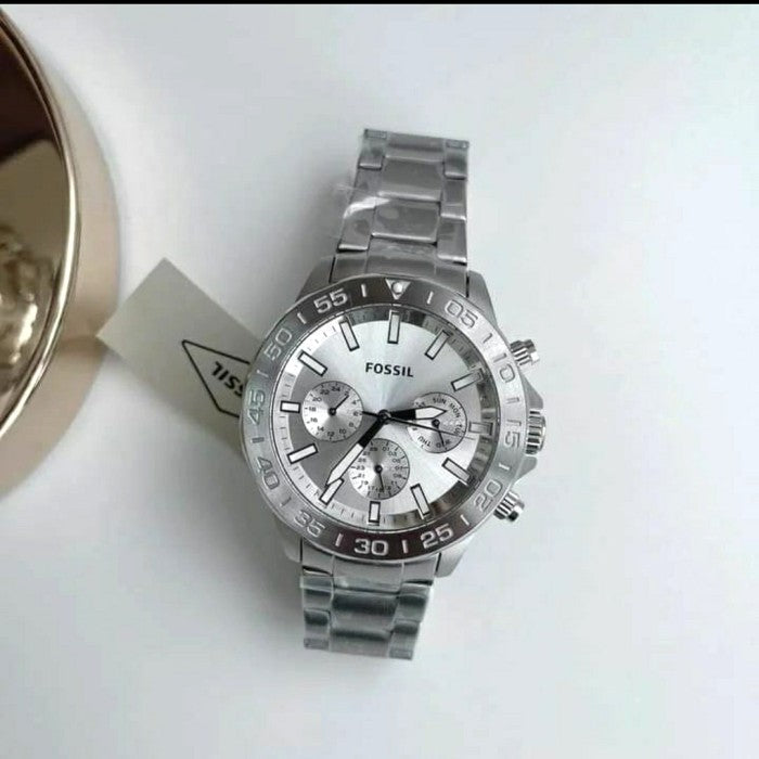 Fossil Bannon Multifunction Chronograph Silver Dial Silver Steel Strap Watch for Men - BQ2490 Buy Now By Fossil
