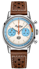 Breitling Top Time Deus Limited Edition White Dial Brown Leather Strap Watch for Men - A233112A1A1X1