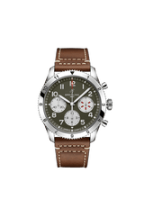 Breitling Avi Chronograph 42 Mosquito Black Dial Brown Leather Strap Watch for Men - Y233801A1B1X1