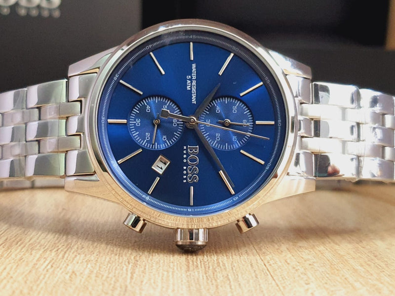 Hugo Boss Jet Blue Dial Silver Steel Strap Watch for Men - 1513384 Buy Now By Hugo Boss