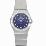 Shop Omega Constellation Manhattan Quartz Diamonds Blue Dial Silver Steel Strap Watch for Women - 131.15.25.60.53.001 in USA
