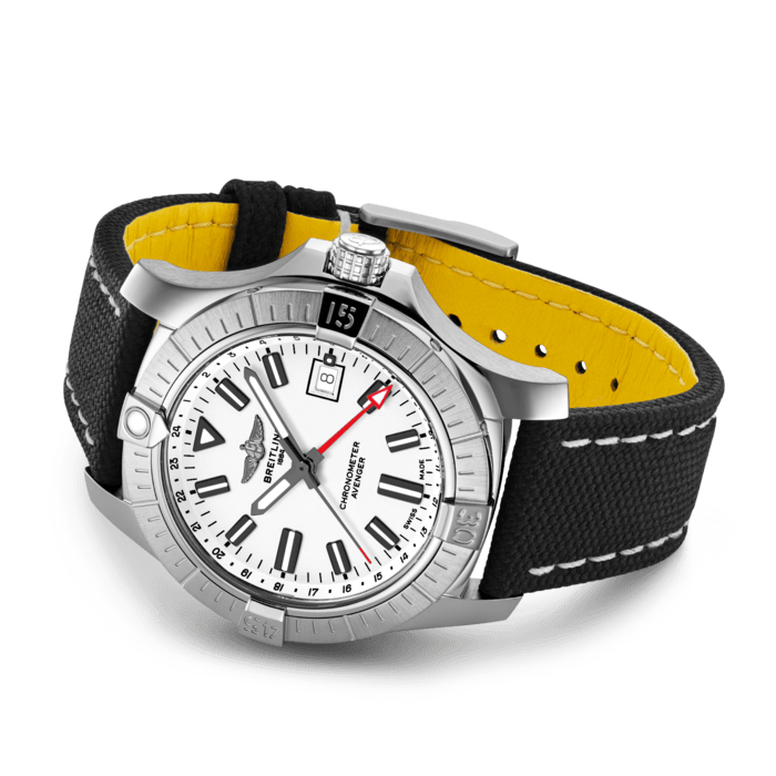 Shop Breitling Avenger Automatic GMT 43 White Dial Black Nylon Strap Watch for Men - A32397101A1X1 in USA