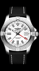 Shop Breitling Avenger Automatic GMT 43 White Dial Black Nylon Strap Watch for Men - A32397101A1X1 in USA