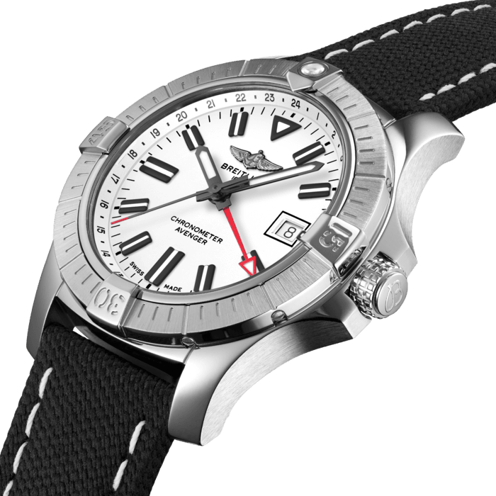 Shop Breitling Avenger Automatic GMT 43 White Dial Black Nylon Strap Watch for Men - A32397101A1X1 in USA