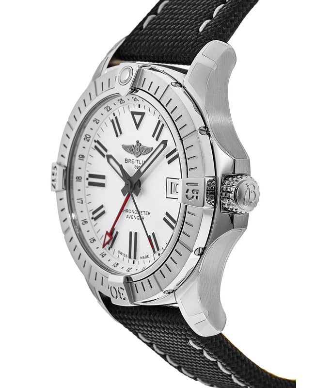 Shop Breitling Avenger Automatic GMT 43 White Dial Black Nylon Strap Watch for Men - A32397101A1X1 in USA