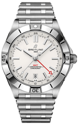 Breitling Chronomat GMT 40 White Dial Silver Steel Strap Watch for Men - A32398101A1A1