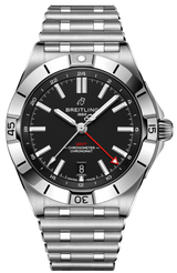 Breitling Chronomat GMT 40 Automatic Black Dial Silver Steel Strap Watch for Men - A32398101B1A1
