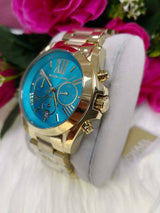 Michael Kors Bradshaw Chronograph Blue Dial Gold Steel Strap Watch For Women - MK5975 Buy Now By Michael Kors