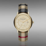 Shop Burberry The Classic Round Gold Dial Brown Leather Strap Unisex Watch - BU10001 in USA