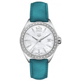 Shop Tag Heuer Formula 1 Quartz Diamonds Mother of Pearl Dial Blue Leather Strap Watch for Women - WBJ131A.FC8256 in USA