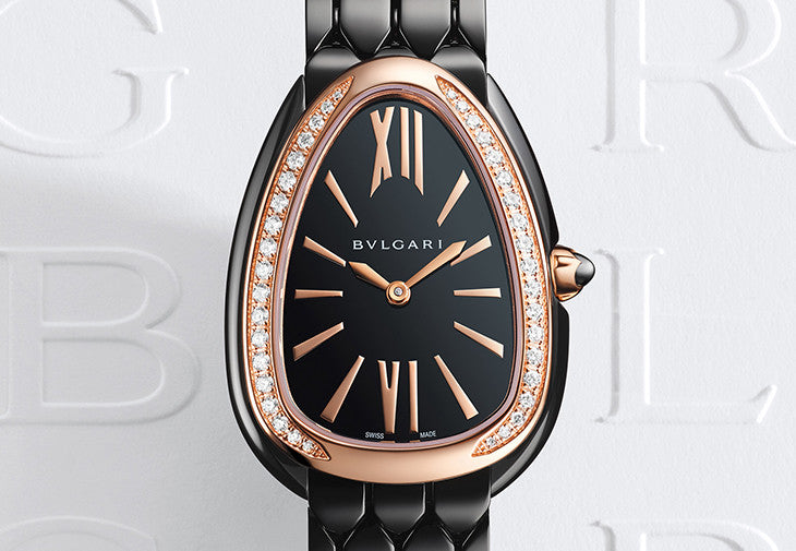 Bvlgari Serpenti Seduttori Diamonds Black Dial Black Steel Strap Watch for Women - SERPENTI103706