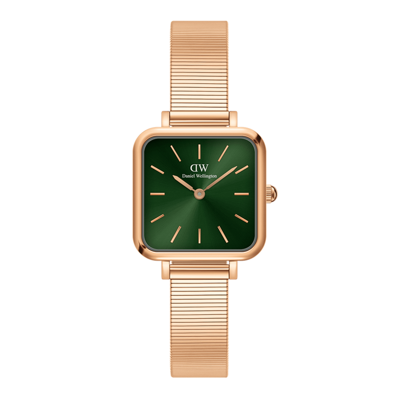 Daniel Wellington Quadro Studio Green Dial Rose Gold Mesh Strap Watch For Women - DW00100520 Buy Now By Daniel Wellington