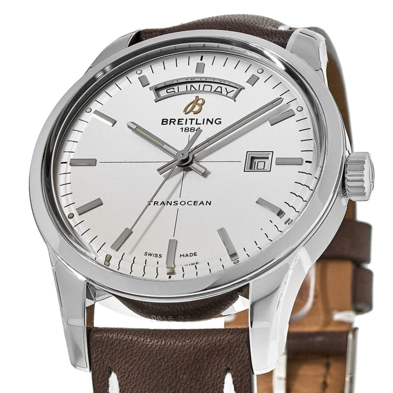 Shop Breitling Transocean Day & Date 43mm Brown Leather Strap Mens Watch - A4531012|G751|437X|A20B A.1 in USA