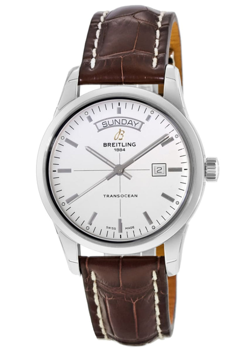 Shop Breitling Transocean Day & Date 43mm Brown Leather Strap Mens Watch - A4531012|G751|437X|A20B A.1 in USA