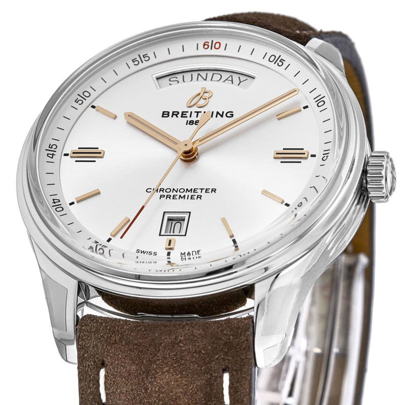 Breitling Premier Automatic Chronometer 40mm Silver Dial Mens Watch - A45340211G1X3
