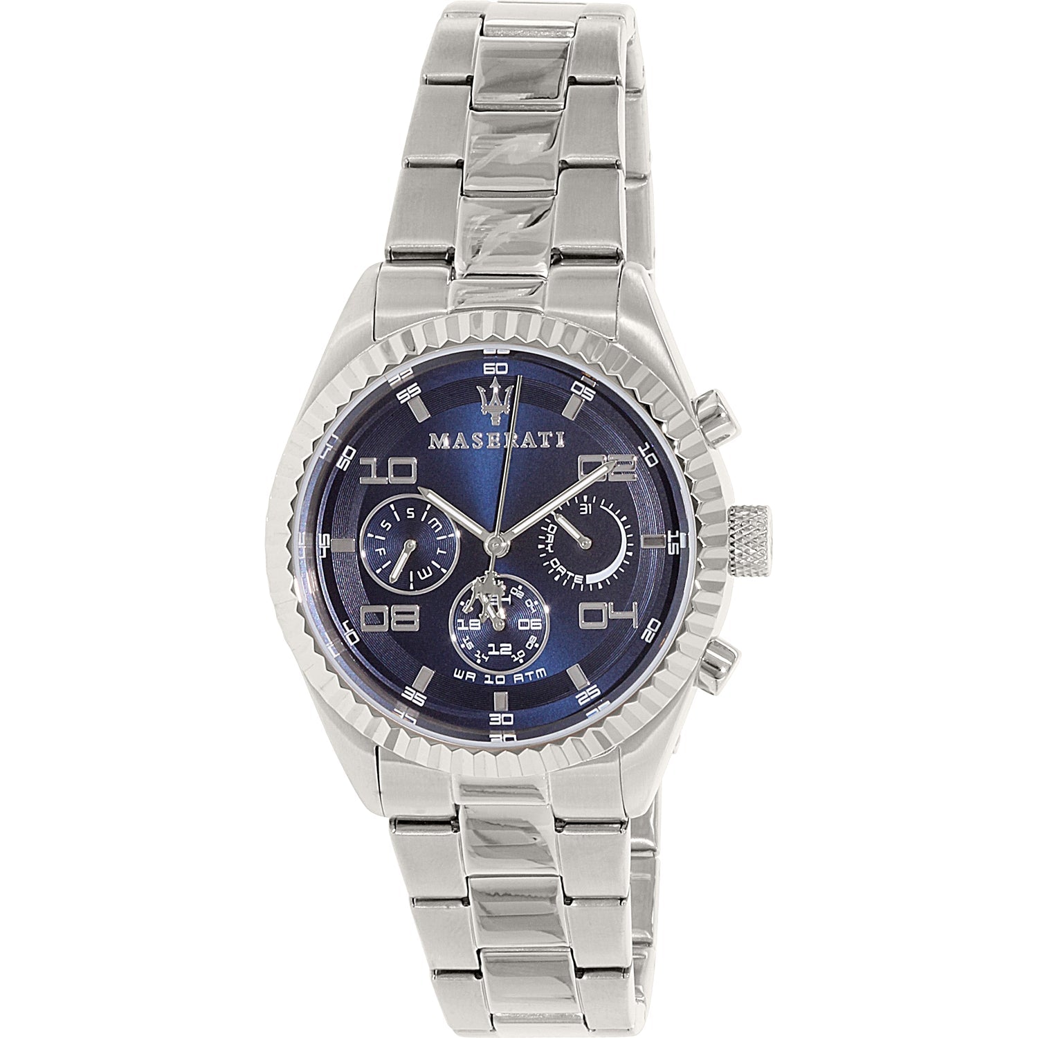 Maserati Competizione Blue Dial Silver Steel Strap Watch For Men - R8853100011