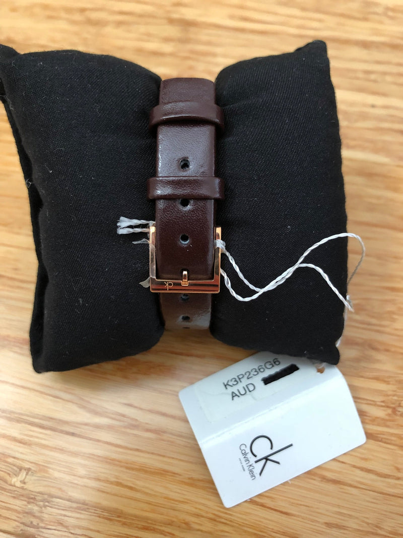 Calvin Klein Incentive White Dial Brown Leather Strap Watch for Women - K3P236G6 Buy Now By Calvin Klein