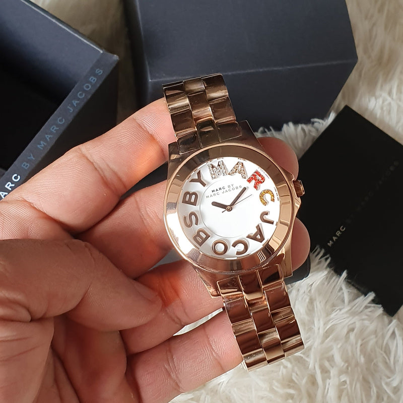 Marc Jacobs Rivera White Dial Rose Gold Steel Strap Watch for Women - MBM3138 Buy Now By Marc Jacobs