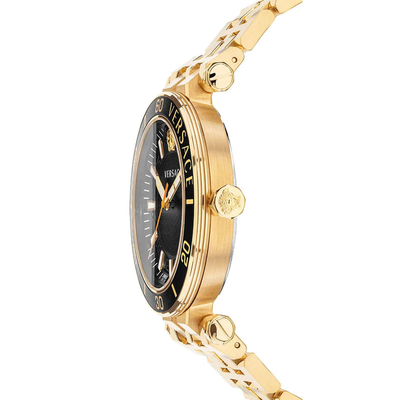 Versace Greca Sport Quartz Black Dial Gold Steel Strap Watch for Men - VEZ300721 Buy Now By Versace