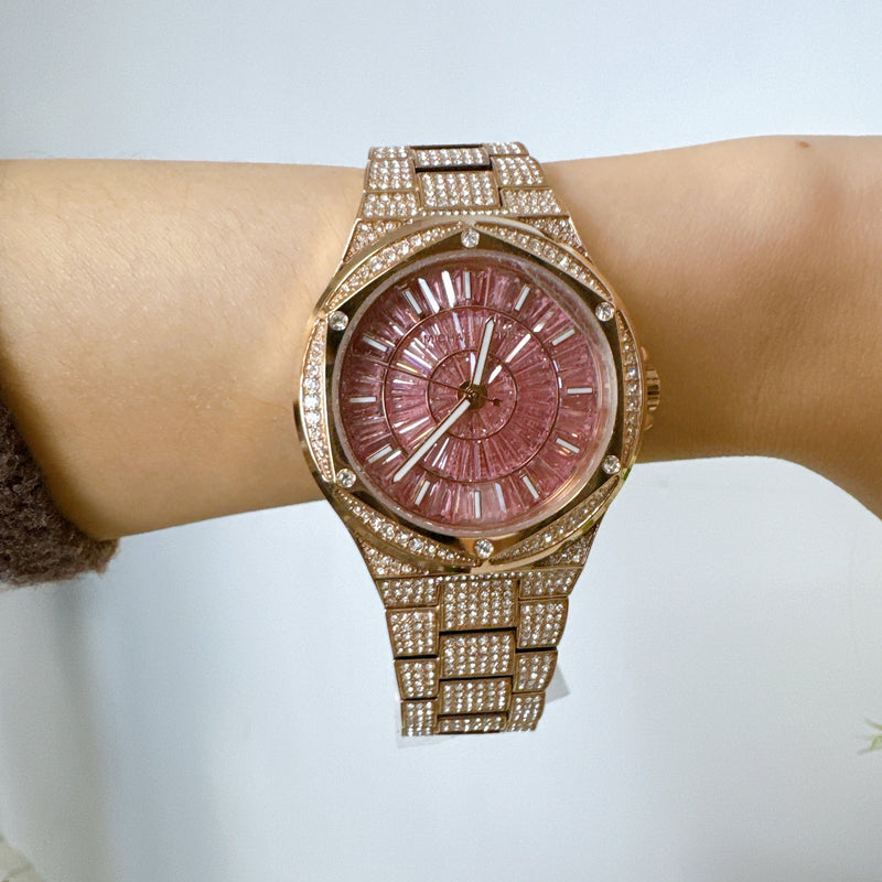 Michael Kors Lennox Three Hand Crystals Rose Gold Dial Rose Gold Steel Strap Watch For Women - MK6992 Buy Now By Michael Kors
