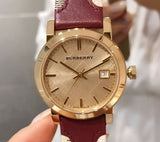 Burberry The City Gold Dial Orange Leather Strap Watch for Women - BU9017 Buy Now By Burberry